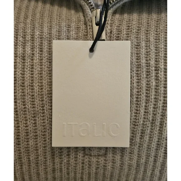 Made For Italic Shane Cashmere Quarter Zip Pullover Mens Size Medium Ribbed Gray